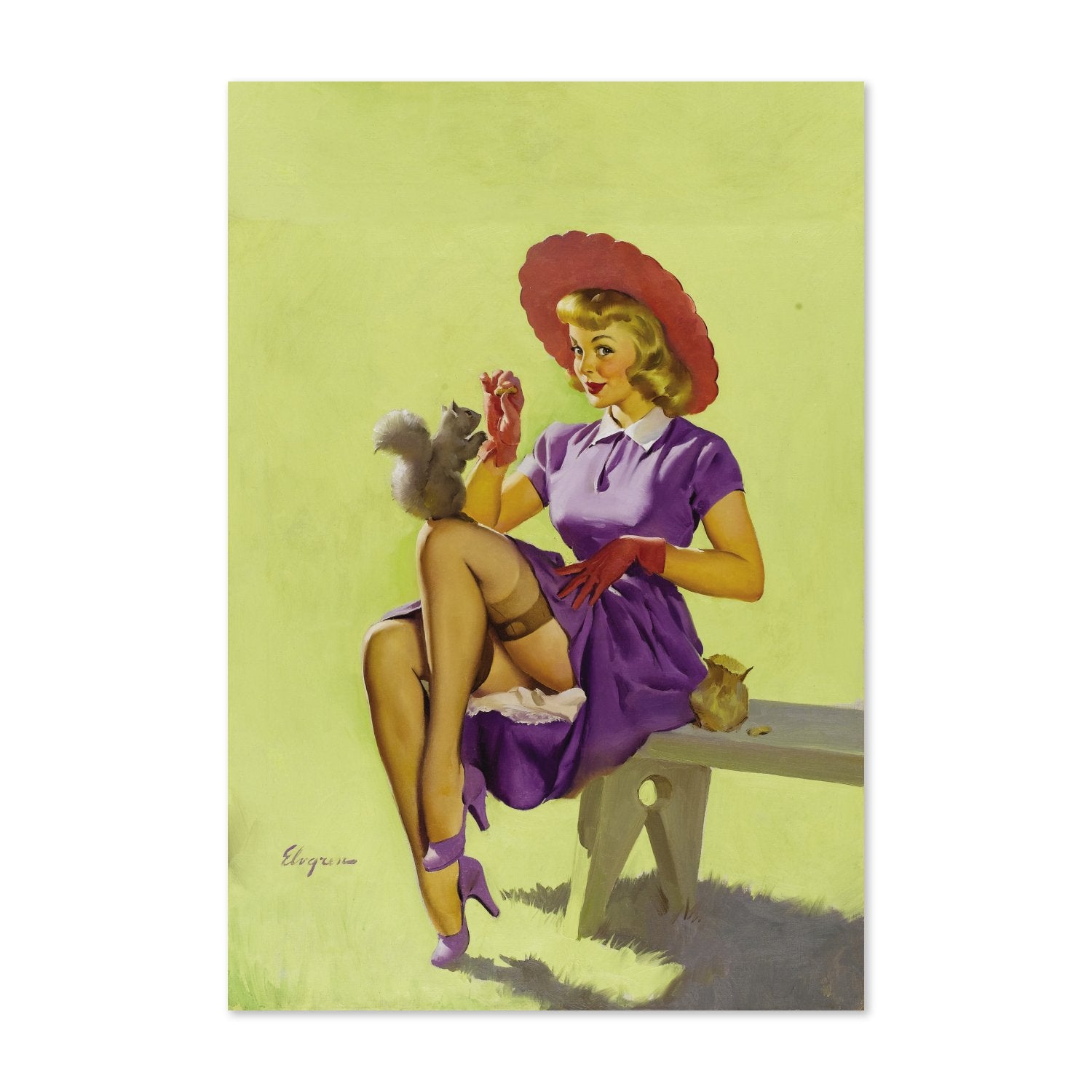 Making Friends by Gil Elvgren, pin-up poster — framed print